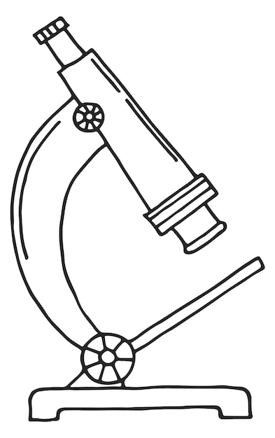 Vettore icona di doodle del microscopio simbolo dell'attrezzatura di laboratorio di scienza
