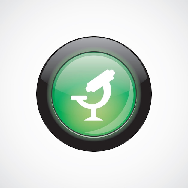 microscope glass sign icon green shiny button. ui website button