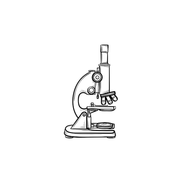 Microscope hand drawn outline doodle icon. Light electrics microscope as laboratory test concept vector sketch illustration for print, web, mobile and infographics isolated on white background.