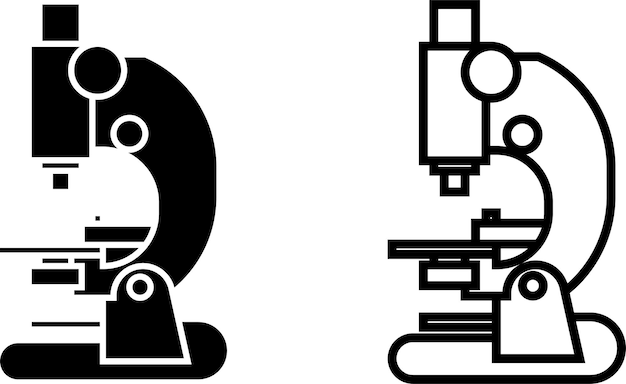 微鏡のアイコン 透明な背景に隔離されたグリフとラインのスタイルのサインまたはシンボル