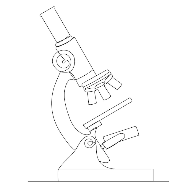 Microscope line drawing, isolated, vector