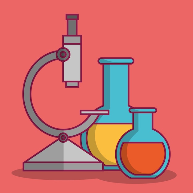 Strumento microscopio e icona flaconi chimici