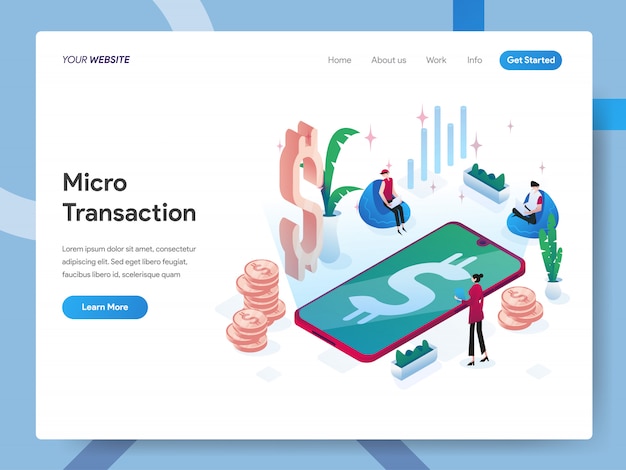 Microtransactions Isometric Illustration for website page