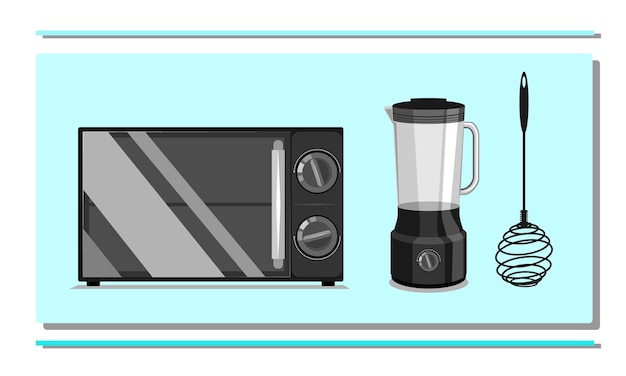 Microwave blender and twirl whisk illustration