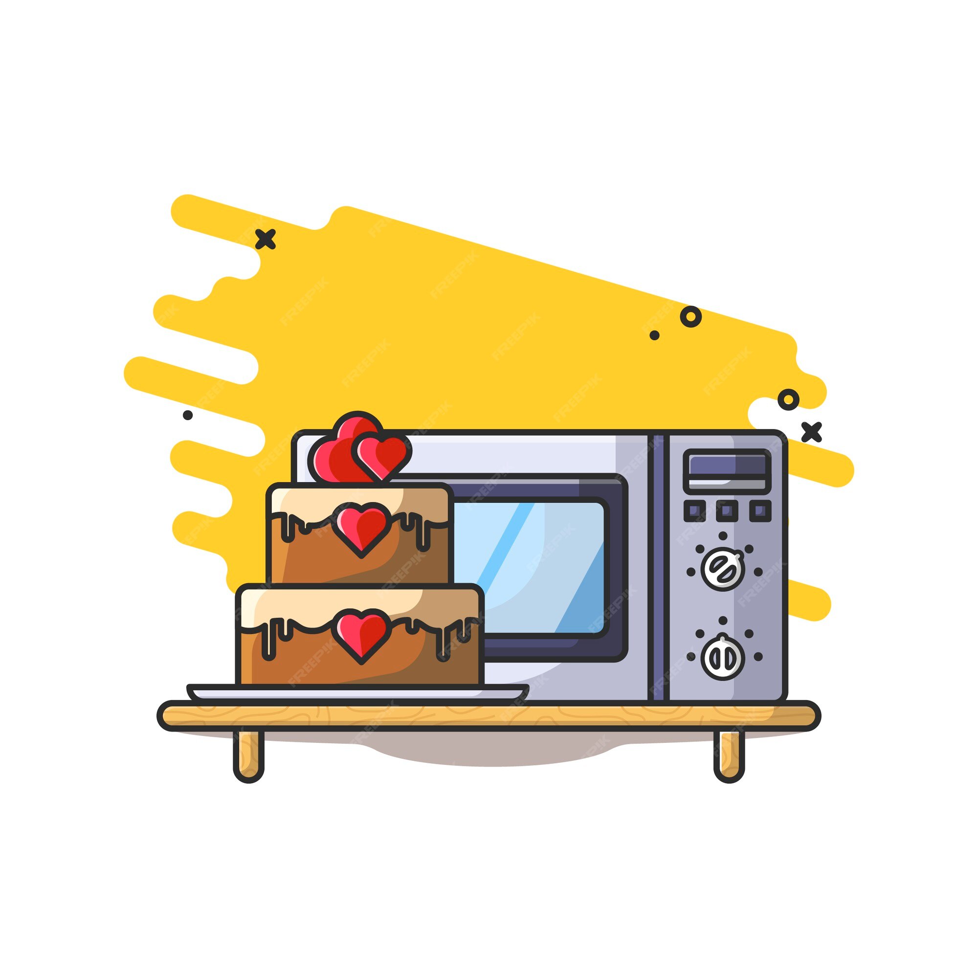Premium Vector | Microwave and cake illustration