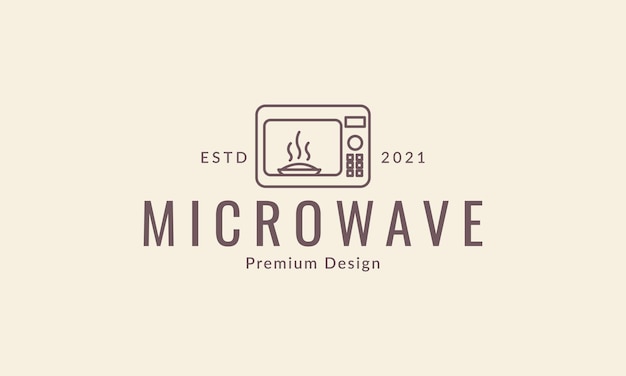 Vector microwave cooking cake lines logo design vector icon symbol illustration