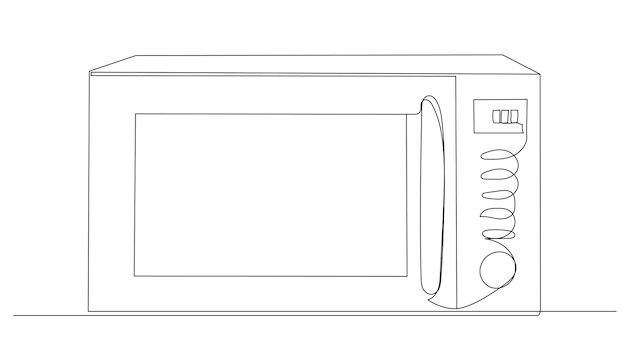 Microwave oven one line drawing vector isolated