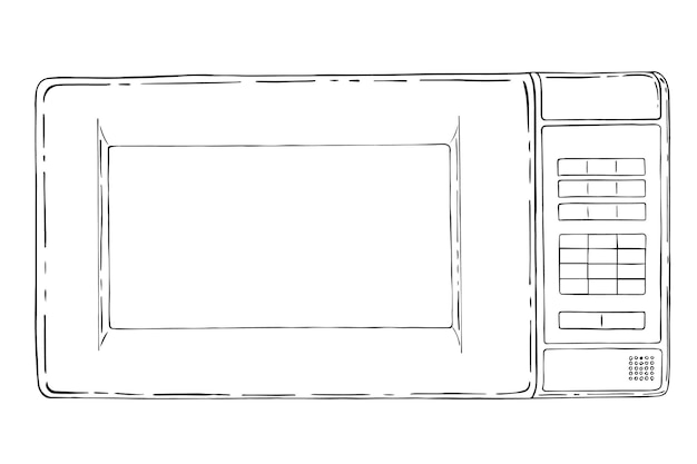 Forno a microonde per riscaldare cibo doodle lineare