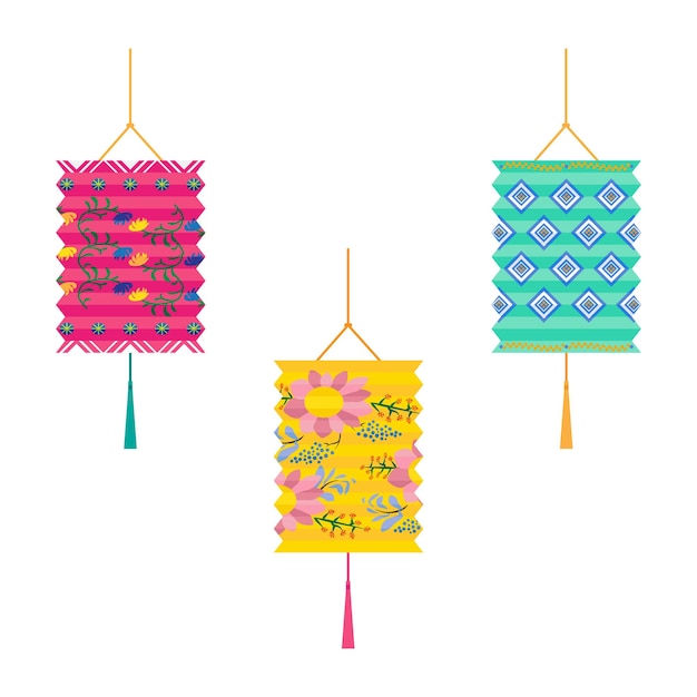 Mid Autumn Accordion Paper Lantern with Decorative Pattern