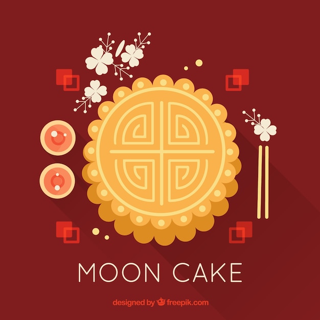 Mid autumn background with moon cake