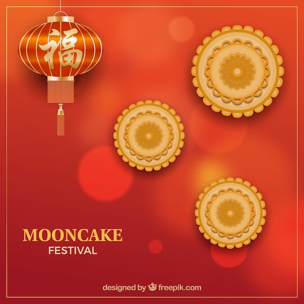 Mid autumn background with moon cake