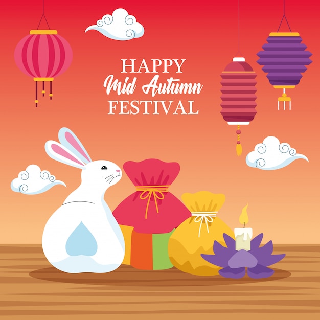 Mid autumn chinese festival cartoon