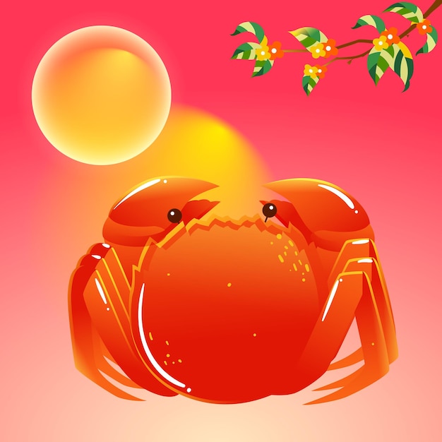 Mid-autumn festival on August 15th, traditional festival steamed crab to eat with moon and clouds