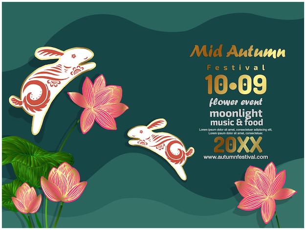 Mid-autumn festival banner template. Vector Illustration