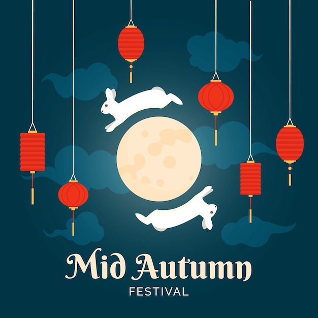 Vector mid-autumn festival in flat design