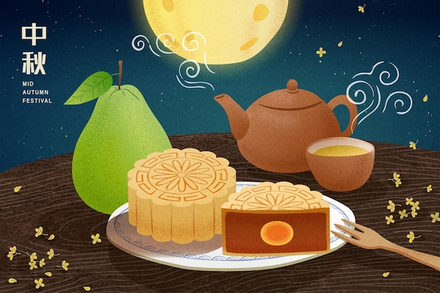 Mid autumn festival greeting poster