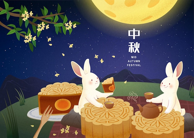 Mid autumn festival greeting poster