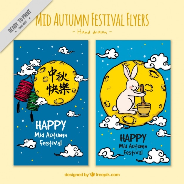Mid-autumn festival mano volantini disegnato