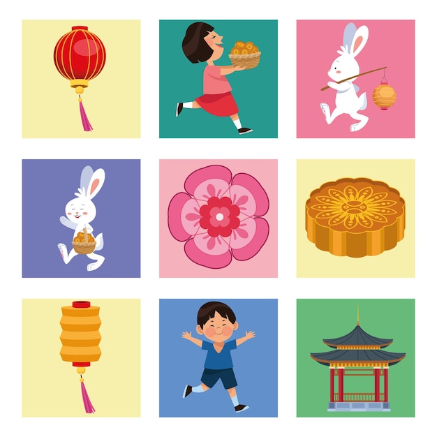 Mid autumn festival nine icons