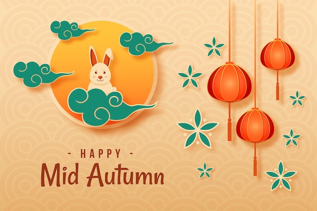 Vector mid-autumn festival in paper style