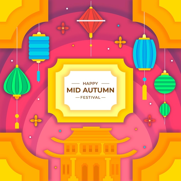 Mid autumn festival in paper style