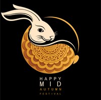 Mid autumn festival with rabbit and moon mooncake flowerchinese lanterns