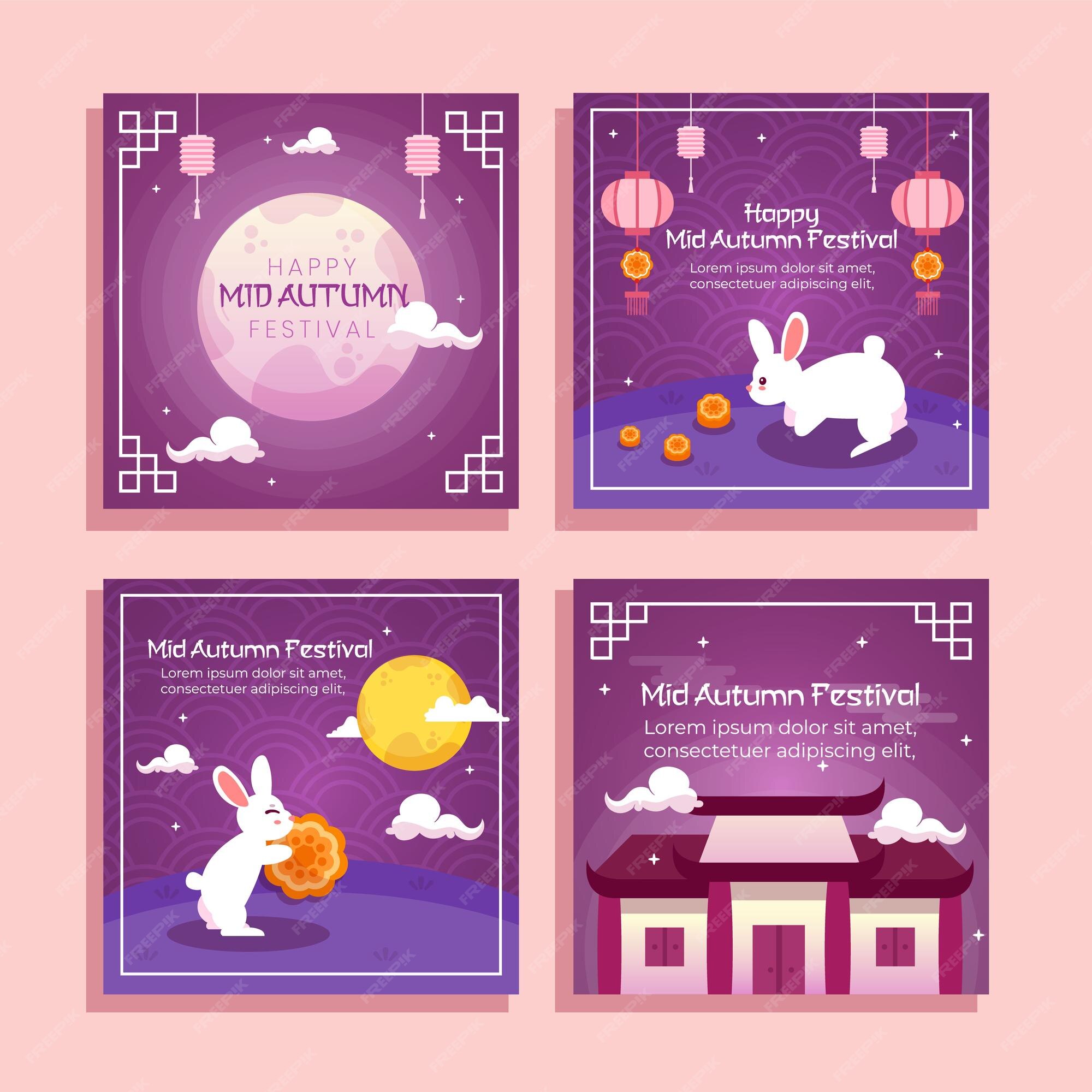 Premium Vector Mid autumn moon festival social media