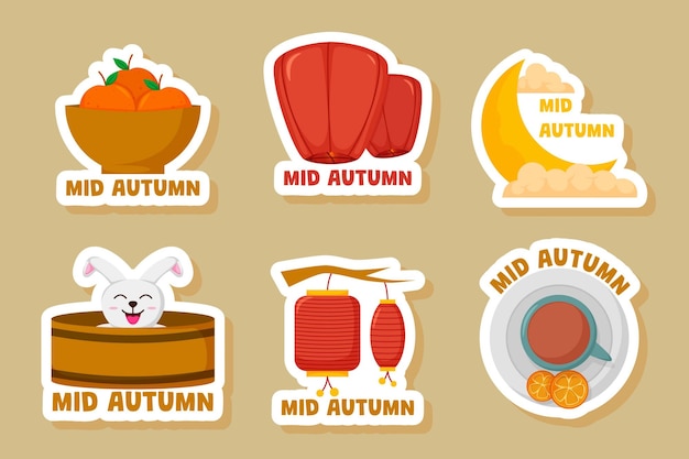 Mid autumn sticker set collection