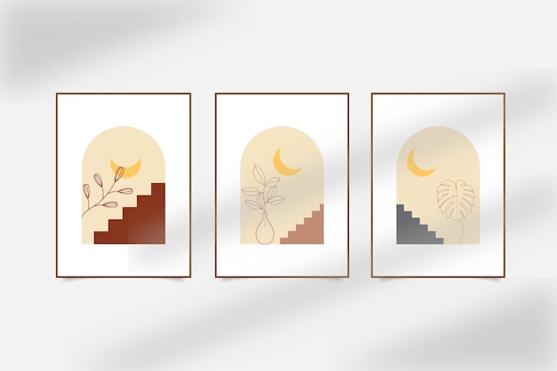 mid century abstract landscape wall art collection