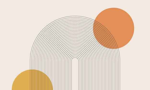 Vector mid-century line art achtergrond abstract minimalistisch esthetisch behangontwerp