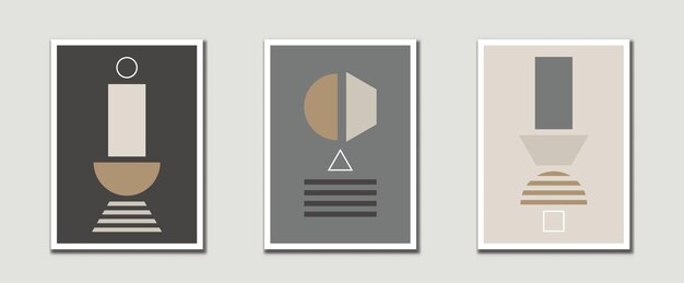 Vector mid century modern art prints with organic natural shape