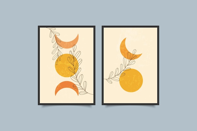 mid century modern art wall art print sun and moon collection