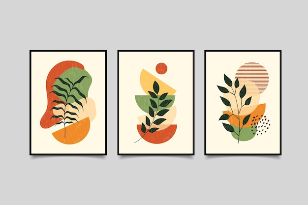 Mid century modern boho art set decoration