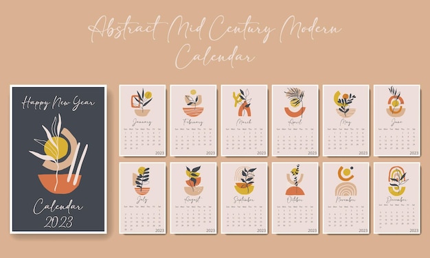 Mid century modern calendar 2023