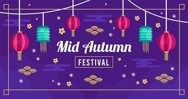 Mid-herfst festival platte ontwerp banner