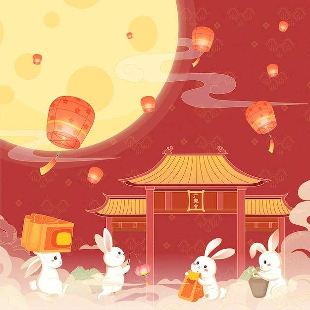 MidAutumn Festival Chinese stijl illustratie poster