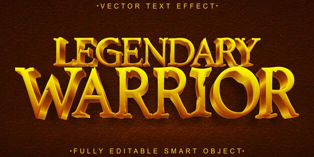 Middeleeuwse gouden legendarische krijger vector volledig bewerkbaar Smart Object Text Effect