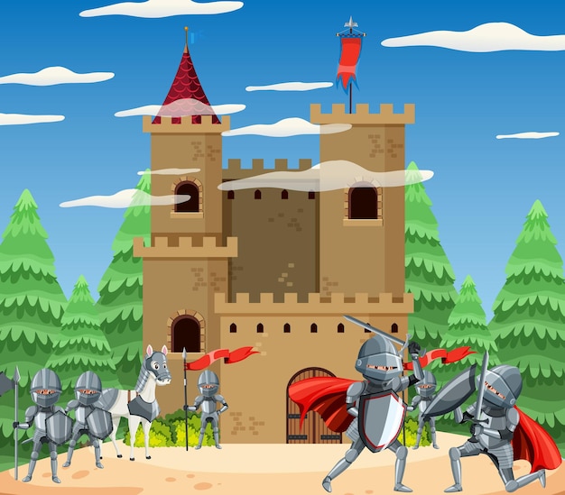 Middeleeuwse ridder steekspel toernooi scene