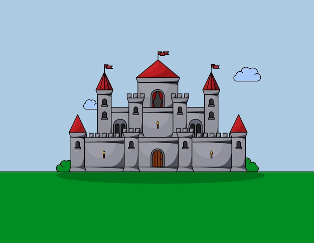 Middeleeuwse vector kastelen icoon set Cartoon sprookje kasteel toren icoon