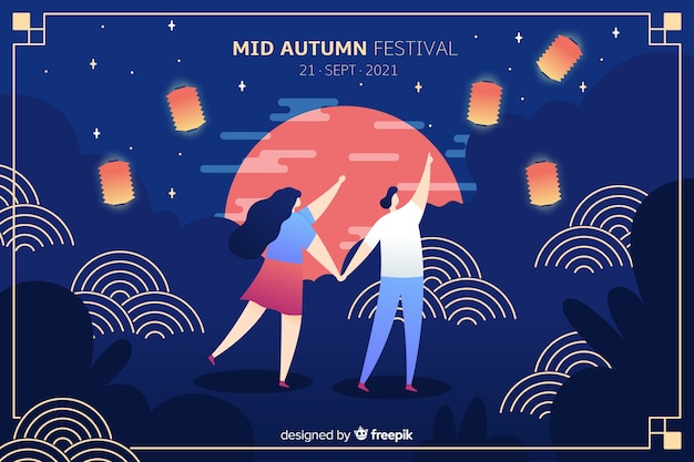 Vector midden herfst festival plat ontwerp