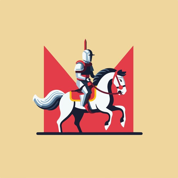 Vector middle age knight flat illustration vector