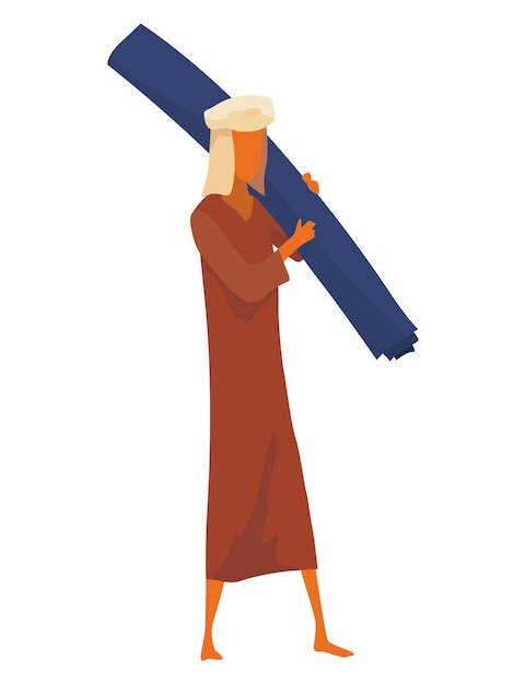 Middle east Arabic desert traditional people work carries the goods Flat vector illustration in cartoon style