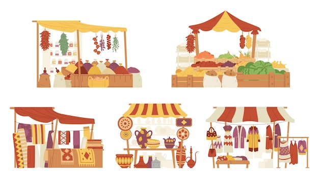 middle eastern bazaar stalls set