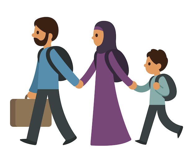 Middle eastern refugee migrant family