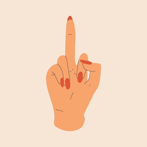 The middle finger hand drawn sign. Vector pencil sketch illustration of fuck you sign.