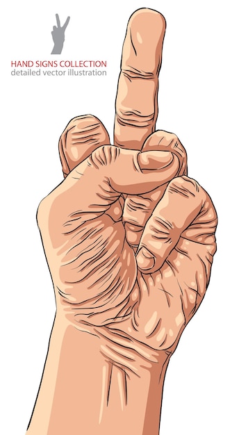 Middle finger hand sign detailed vector illustration