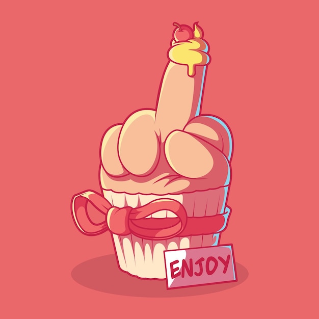 Muffin del dito medio illustrazione design concept