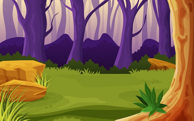 Vector middle of a forest nature illustration