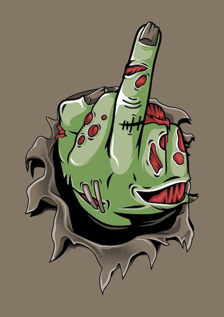 Vector middle hand zombie