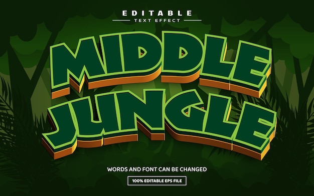 Vector middle jungle 3d editable text effect template